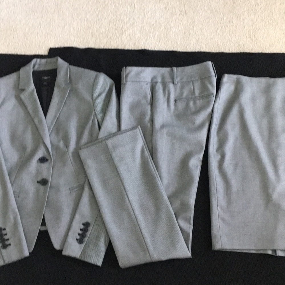 Three piece suit, jacket, pants, skirt